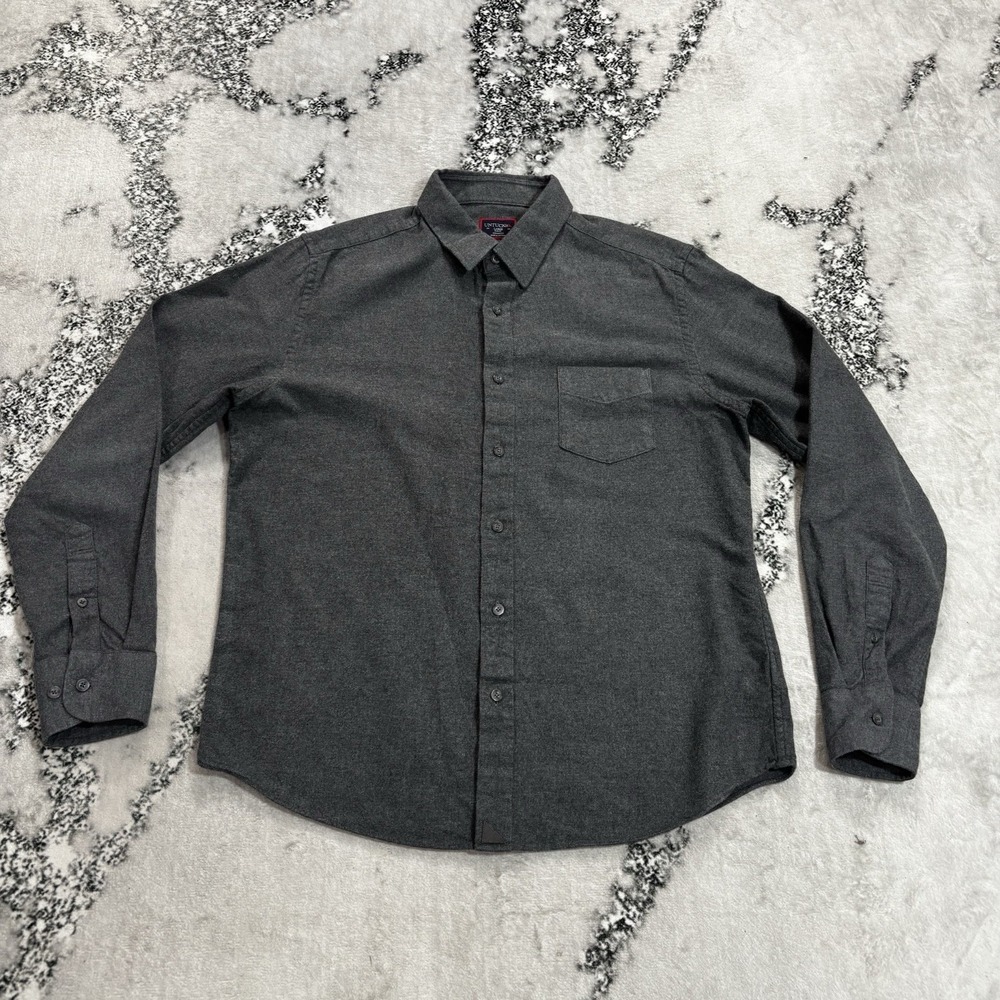 UNTUCKit Mens Large Slim Fit Gray Cotton Long Sleeve Button Down Shirtm